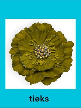 Tieks Olive Green Flower with Rhinestone Cluster